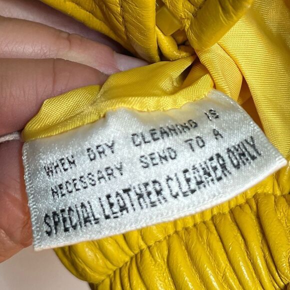 Neiman Marcus Mustard Yellow Leather Jacket Small - Picture 7 of 7